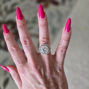 Moissanite Ring with 14MM Center Stone Size 6